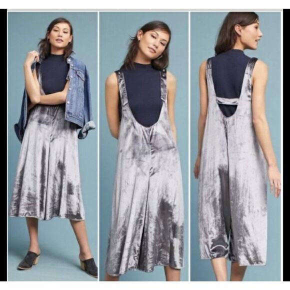 anthropologie , maeve, velvet romper, color silver/argnt, size small, NWT - Picture 6 of 6